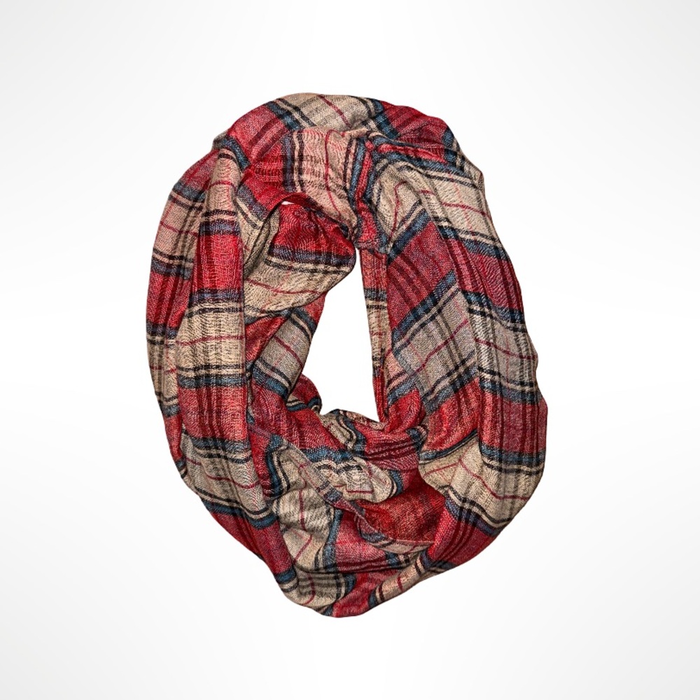 BP Plaid Scarf in Red and Beige
